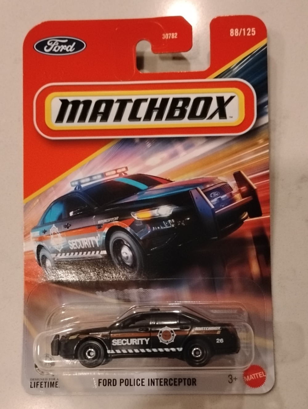 Mattel Matchbox Black Ford Police Interceptor Security Car